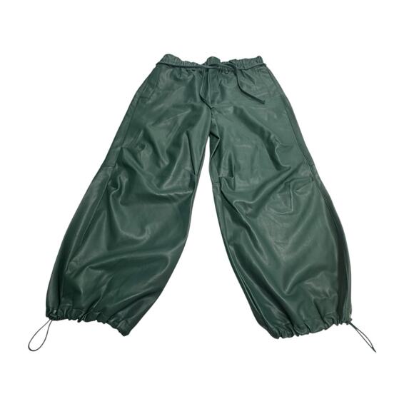 Anthropologie Pants - Anthropologie Pilcro Medium Plus Faux Leather Dark Green Soft Parachute Pants